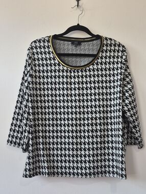 YEST HOUNDTOOTH 3/4 SLEEVE BOXY TUNIC